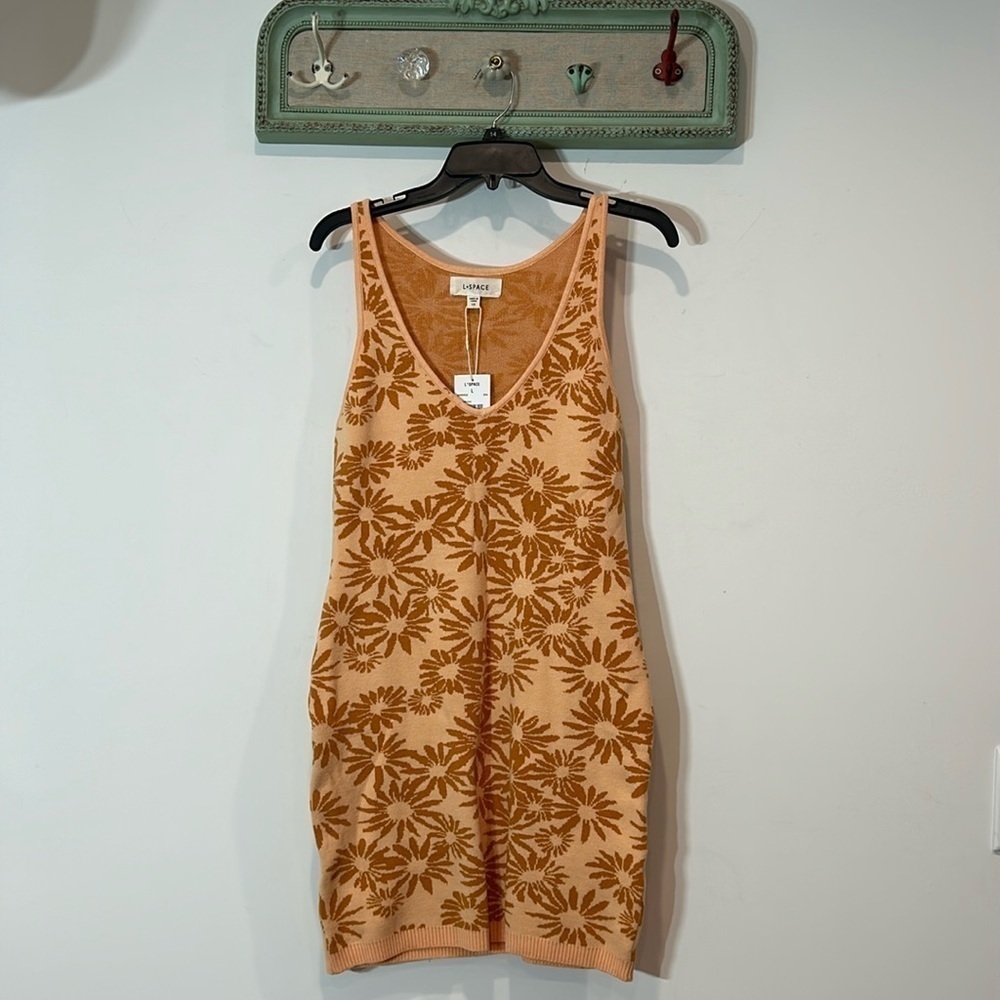 L*Space Anne Marie knit Mini Dress large women’s apricot / orange new w tags